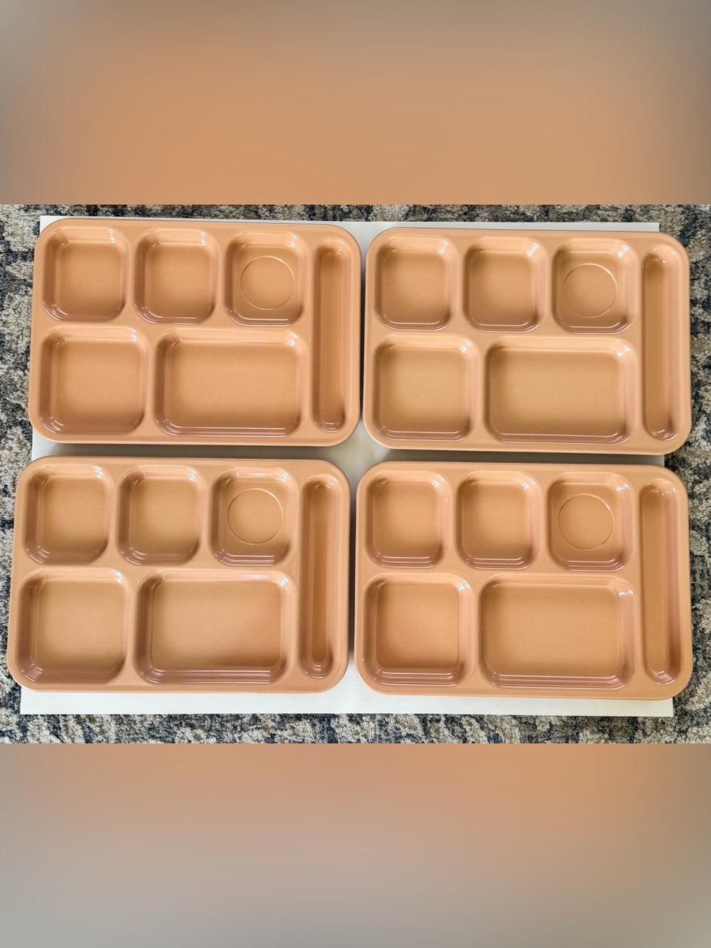 MCM Vintage Dallas Ware P-71 Divided Cafeteria Trays Set of 4 Peach Tan